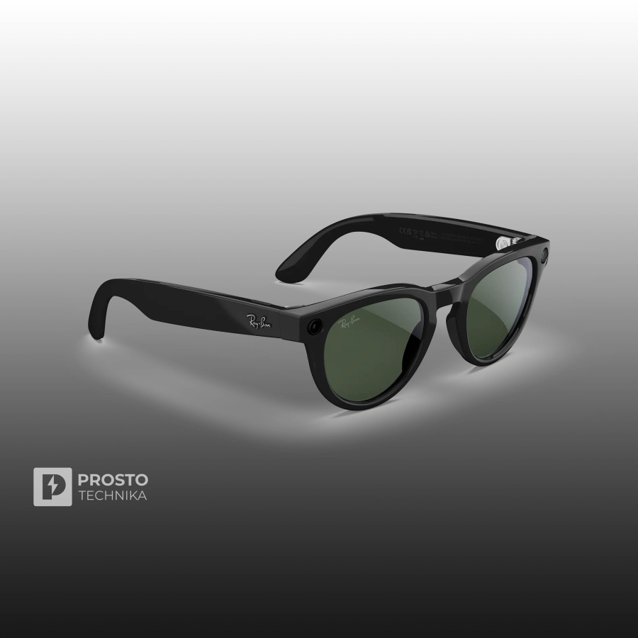 Ray-Ban Headliner (Gen 2) Глянцевый Чёрный с Прозрачно-Графитово-Зелёными Линзами